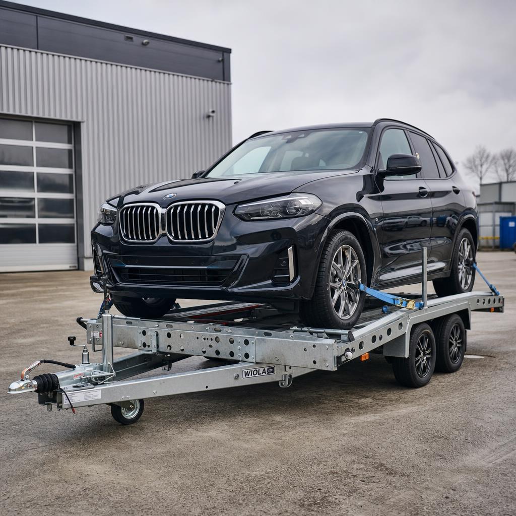 Kleiner Autotransporter mit Fahrzeug